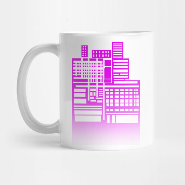 8-bit city Neon Pink Version by sketchbooksage